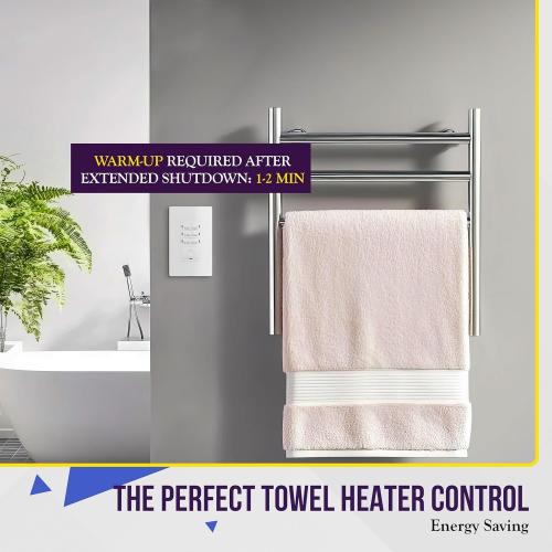 ENERLITES 1-Hour Countdown Timer Switch, 1-5-10-20-30-60 Min, for Bathroom Fans, Heaters, Lights, LED Indicator, 120VAC 800W, No Neutral Wire Required, UL Listed, HET06-J6-W, White, 1 Pack