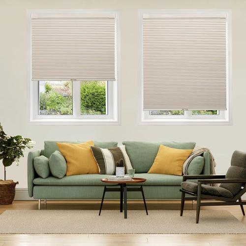 LazBlinds Cordless Cellular Shades, No Tools No Drill Blackout Honeycomb Shades Pleated Blinds for Windows, 33.5'' W x 48'' H, Soft Cream
