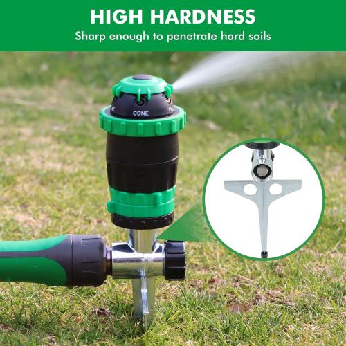[2 Pack] RESTMO Gear Drive Sprinkler with Metal Spike Base, 5-Pattern Heavy Duty Gardening Watering System, Multi-Adjustable Lawn Sprinkle for Garden Plant, Flower Bed and Large Yard Area