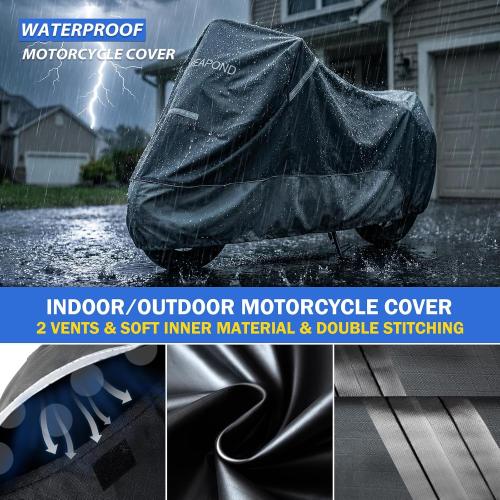 Motorcycle Cover for Sport Bike & Naked Bike, Compatible with Kawasaki Ninja 400/500, Yamaha MT-07/MT-09, Suzuki GSX-R, Honda CBR/CB and More - Waterproof Motorcycle Cover Outdoor Storage