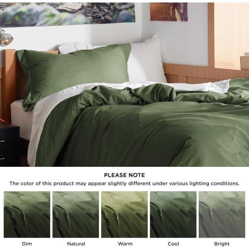 Bedsure Duvet Cover Twin/Twin XL Size - Extra Soft Double Brushed Bedding Set with Zipper Closure, 2 Pieces, Includes 1 Duvet Cover (68x90) & 1 Pillow Sham, Comforter Not Included, Olive Green