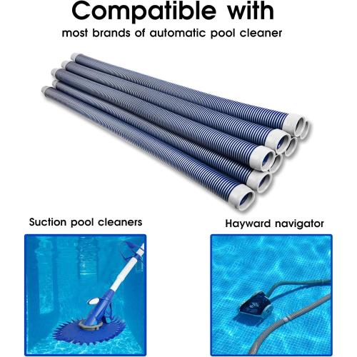 POOLWHALE Professional Swimming Pool Vacuum Cleaner Hose -1.5” 8 Piece Hoses, Perfect Vacuum Extension/Replacement - Compatible with all Major Automatic Pool Cleaners
