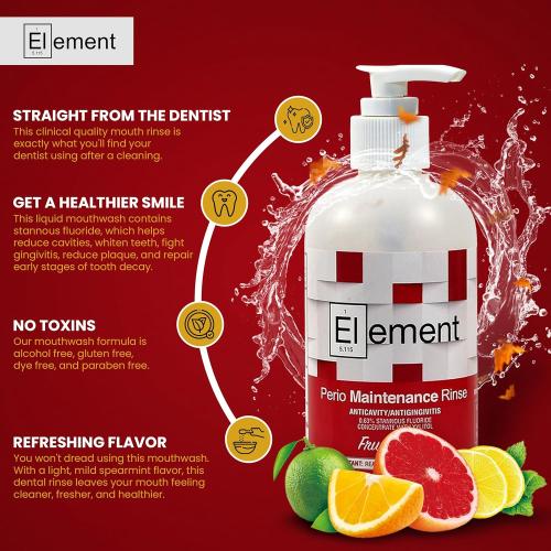 Stannous Fluoride Mouthwash - 10 Fl. Oz. 0.63% Antimicrobial Perio Rinse - Alcohol Free, Dye Free, Paraben Free - Refreshing Flavor (Fruit Punch)