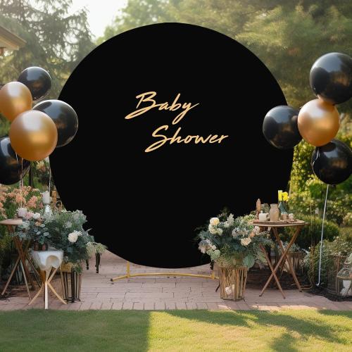 Gallety 7.2 FT Black Round Backdrop Cover for 5 to 7.2ft Circle Arch Stand - Adjustable Circle Arch Backdrop Cover for Wedding Arch Birthday Party Photography Decoration
