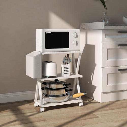 Size 17.3''Lx11''W’x23.2''H Color White VEDECASA White Mobile Printer Stand 3 Tier Wood Shelf Metal Frame Printer Cart with Storage Bag for Home Office Modern Under Desk Table Side Printer Cart with Rolling Caster Wheel