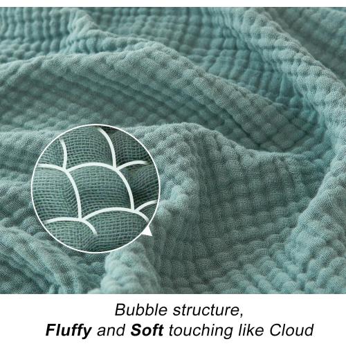 EMME Muslin Throw Blanket 100% Cotton Blankets for Couch Breathable Gauze All Season Soft and Lightweight Pre-Washed (Teal, 50x70)