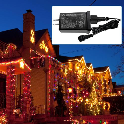 12V 2A LED Controller with Extension Cord, 24W Class 2 Power Supply Ip44 Low Voltage Transformer ，Replacement Model RH-120V2000U4-1 for Christmas String Light Inflatable Decorations (12V 2A 1PCS)