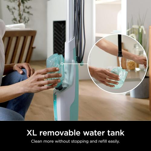 Shark Steam Mop with 2 Machine Washable Dirt Grip Pads, Removable Water Tank, Lightweight, Steam Cleaner for sealed Hard Floors, Marble, Stone, Hardwood, Tile, Laminate, White/Seafoam, S1000‼️Light dirt‼️