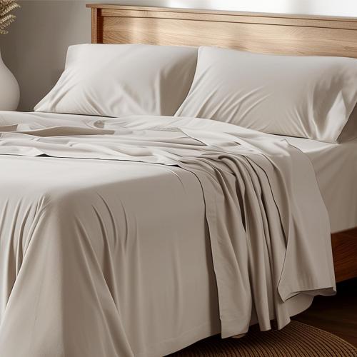 Bedsure 100% Cotton Percale Sheets Queen Size, Queen Sheet Set with Deep Pocket Up to 16 Inches, Breathable & Crirsp Soft, Bedsheet & Pillowcase Sets, 4 Pieces, Linen