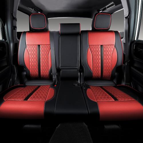 Custom Fit Seat Covers for 2025-2026 Toyota 4Runner (5-Seater), Waterproof Faux Leather Full Set, Full Coverage Protectors for SR5/TRD Off-Road/Sport/Limited/Trailhunter - Black Red