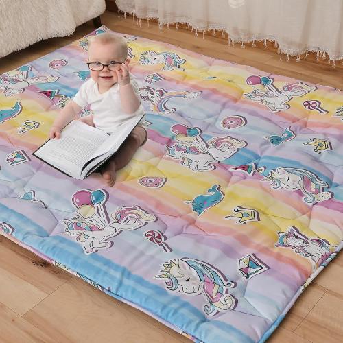 Baby Play Mat for Floor,72×59Thicken Ultra Large&Soft Playmat,Washable Playpen Mat Non-Slip Baby Crawling Mat for Babies Floor Tummy time(Unicorn)