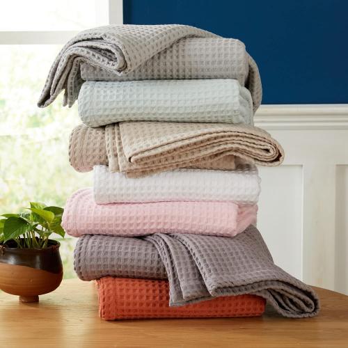 100% Cotton Waffle Weave Bed Blanket | Soft, Breathable, and Lightweight Blanket for All-Season | Perfect for Layering King, White)