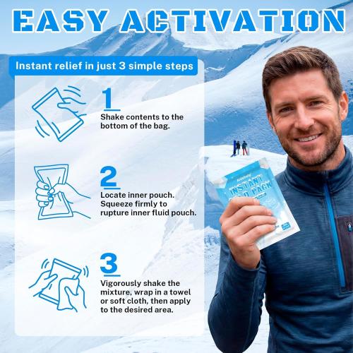25 Pack Instant Cold Packs (4.3 x 5.9) - Disposable Ice Packs for Injuries | Cold Compress Ice Pack for Pain Relief, Swelling, Inflammation, Sprains, Toothache - Cold Pack for Athletes