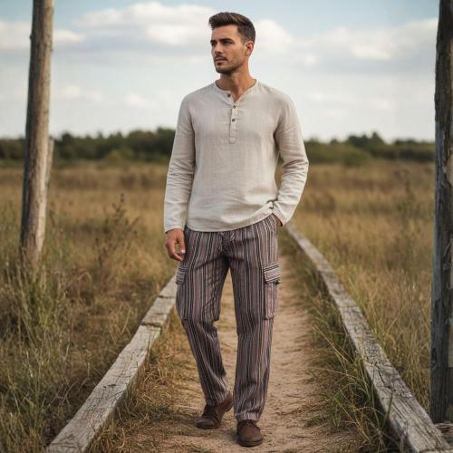 Shopoholic Fashion Mens Light Weight Stripe Hippy Combat Trouser 3Xl