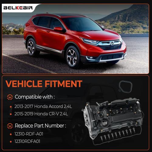 Engine Valve Cover with Gasket Compatible with 2013-2017 Honda Accord 2015-2019 Honda CR-V 2.4L Replace 12310-RDF-A01, 12310RDFA01