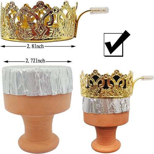 Hookah Charcoal Holder KKDUCK Reusable Metal Hookah Coal Heater for SHIAHA Accessories Hookah Heat Management System Crown Style (Gold)