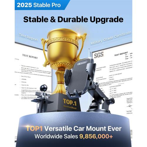 andobil 2025 Military-Grade Car Phone Holder [Upgraded Strongest Suction & Clip] Phone Holders for Your Car, Dashboard Windshield Vent Car Phone Mount for iPhone 17 Pro Max 16 15 14 13 12 Android