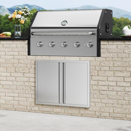 VEVOR BBQ Access Door - 31 W x 24 H Stainless Steel Flush Mount Vertical Door with Recessed Handles,for BBQ Island, Grilling Station, Outside Cabinet