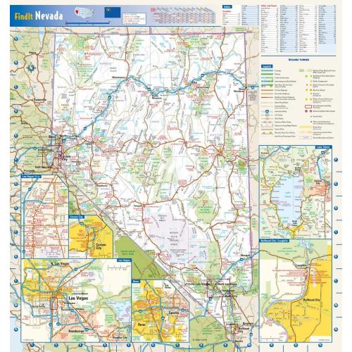 Nevada State Wall Map - 16.75 x 17.75 Laminated