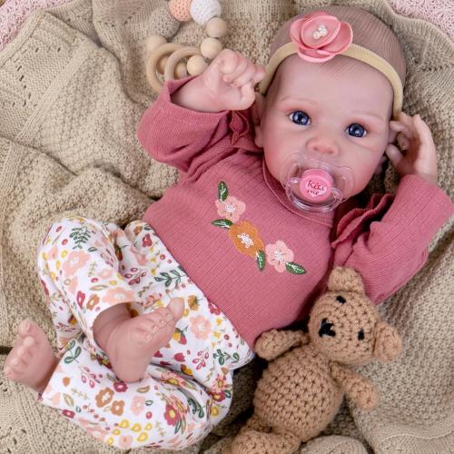 Aori Reborn Baby Dolls Girl - 20 Inch Realistic Newborn Lifelike Baby Doll with Hand-Painted Features - Weighted Cloth Body Cuddle Companion Doll with Outfits, Gift for Kids 3  & Collectors