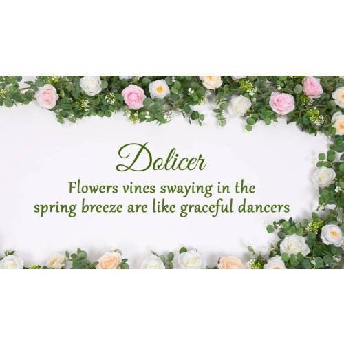 Dolicer 2Pcs 13Ft Artificial Eucalyptus Garlands with Flowers - 8 Roses, Faux Floral Greenery Garlands Fake Flowers Vines for Wedding Table Centerpieces Arch Party Ceremony Backdrop Decor (White)