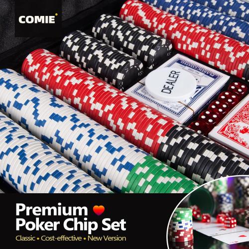 Poker Chips,500PCS Poker Chip Set with Aluminum Travel Case,11.5 Gram Poker Set for Texas Holdem Blackjack Gambling
