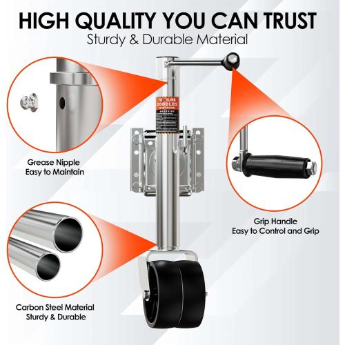 2000 lbs Trailer Jack with Dual Wheel, Heavy Duty Swivel Boat Jack, 12 Lift, Bolt-on Tongue Trailer Jack for RV Boat Trailers