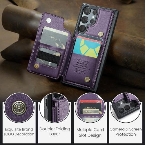 Vinich for Samsung Galaxy S23 Ultra Wallet Case with Card Holder, RFID Blocking Credit Slots Kickstand Shockproof Phone Cover Fit for Galaxy S23 Ultra 6.8 Purple