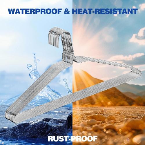 18 Inch Wire Metal Clothes Hangers Bulk 100 Pack, Extra Long for Large Size Suits, Coats, Shirts, Pants, Skirts, Ultra Thin, Space Saving, Non Slip, Silver