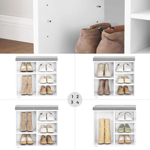 Size 11.8 x 40.9 x 18.9 Inches, Cloud White VASAGLE CUSTOS Collection - Shoe Bench, Storage Bench with Padded Seat, Entryway Bench with 10 Compartments, for Bedroom, Size 11.8 x 40.9 x 18.9 Inches, Cloud White and Dove Gray ULHS010W01
