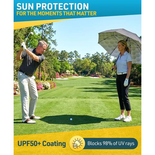 TUMELLA Golf Umbrella 62 Inch Windproof, Extra Large Auto Open, Double Canopy, Heavy Duty Rain Protection for Golf, Sports & Family Use, Wind Resistant & Tested 33  MPH