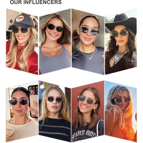 SOJOS Retro Oval Sunglasses for Women Trendy Classic Shades UV400 Protection 2 pack