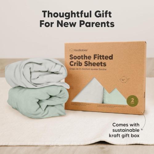 KeaBabies 2-Pack Organic Crib Sheets for Boys, Girls - 52x28 Fitted Crib Mattress Sheet Neutral, Breathable Jersey Cotton Cover for Baby Bed, Toddler Mattress, Soft & Cute Prints (Sage)