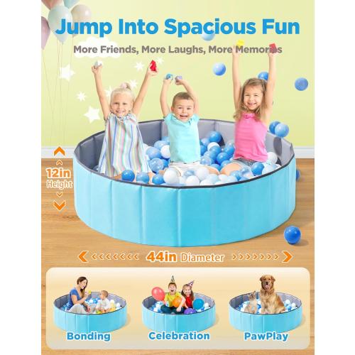 Large Ball Pit for Toddlers - 44in Baby Ball Pool with Playmat, Hold Over 1000 Balls, Foldable Play Pit for Kids Dogs Indoor and Outdoor Games, Party Toys Gifts, Balls Not Include (Blue)
