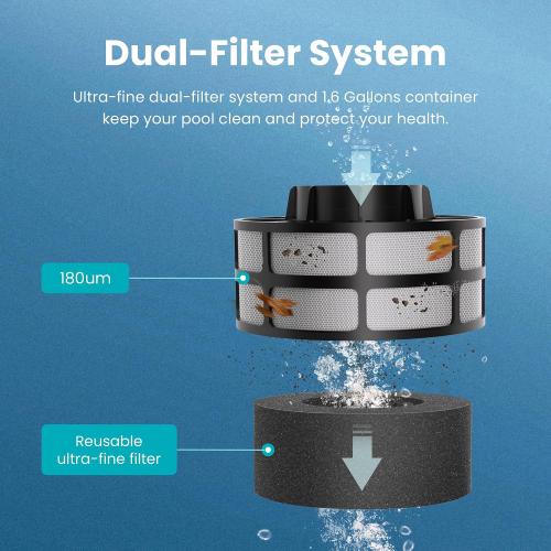 (New Upgraded) Higgsinno ezSpirit 01 Cordless Robotic Pool Cleaner, Lasts up to 240 Mins, Automatic Pool Vacuum with App,Ultra-fine Dual Filter Ideal for Above/In-Ground Pools up to 1,076 Sq.ft