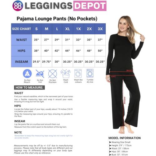Size S Leggings Depot Women's Drawstring Pajama Pants Wide Leg Casual Comfy Sleepwear for Lounge and Yoga