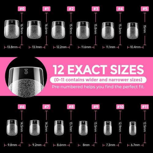 UNA GELLA Extra Short Square Nail Tips XS 216pcs Soft Gel Tips