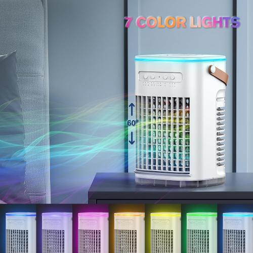 Portable Air Conditioners w/Remote, 5400mAh Built-in Battery, Mini Air Conditioner, 1.2L Water Tank & Ice Box, Auto-off Timer, Evaporative Air Cooler With 3Speeds, Desktop Fan For HomeOutdoors