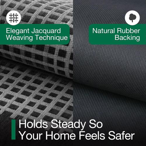 LUMI Inside Door Mat for Entry 17''x30'', Absorbent, Dirt Trapper, Low Profile Thin, Non Slip Mats with Rubber Backing, Ideal for Indoor, High Traffic, Garage, Entrance, Checkered Black