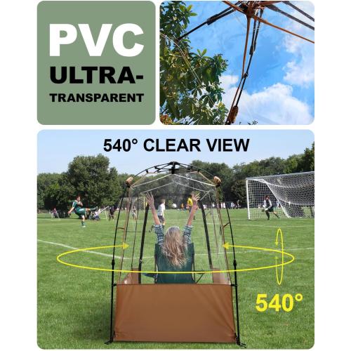 Sports Tent, Instant Weather Proof Pod, Pop Up Bubble Clear View Tent, Sports Pod with Extra Top Cover for Soccer, Football, Softball Games, and Other Outdoor Events, Baobrava, MioTsukus