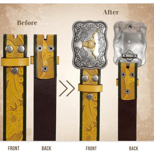 XZQTIVE Western Leather Belt Strap for Men Women Cowboy Cowgirl Black Genuine Leather Belt without Buckle Removeble for Jeans