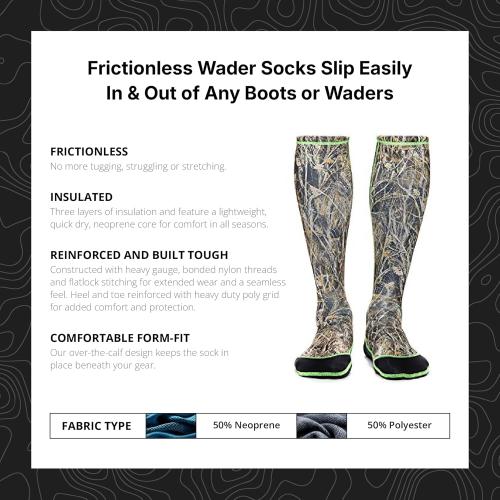 Wetsox Frictionless 1 MM Wader Socks | Slide In/Out of Boots/Waders | Neoprene for Warmth & Dryness | Waterproof, Lightweight