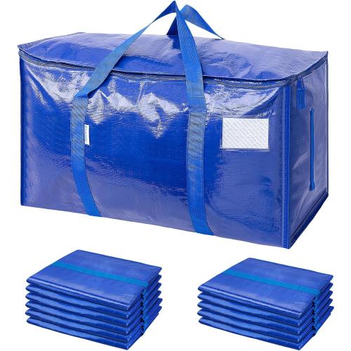 TICONN 12 Pack Extra Large Moving Bags Heavy Duty with Zippers & Carrying Handles, Durable Storage Bags Moving Boxes for Closet Organizers and Storage (12 Pack, Blue)‼️decent condition‼️