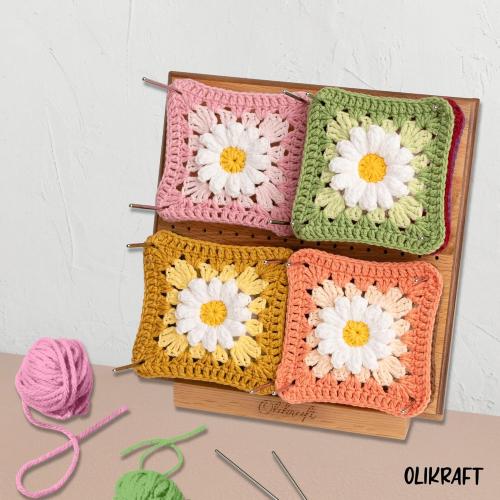 Olikraft 9.5 Crochet Blocking Board with Pegs 50 Pins - Granny Square Blocking Boards for Crochet Projects - Yarn Supplies Tools and Accessories and Gadgets