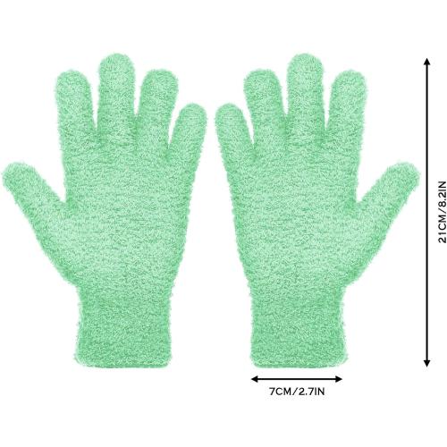 Patelai 2 Pairs Microfiber Gloves for Plants,Blue, Grass Green,X-Large | Plant Dusting Gloves Leaf Cleaning Gloves Mittens for Indoor Plants, Blinds, Furniture, House, Cars, Blinds