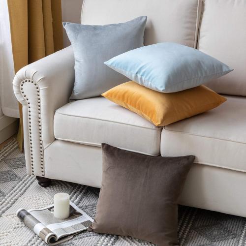 Phantoscope Pack of 2 Velvet Decorative Throw Decorative Pillow Cover Soft Solid Square Cushion Case for Couch Off White 18 x 18 inches 45 x 45 cm