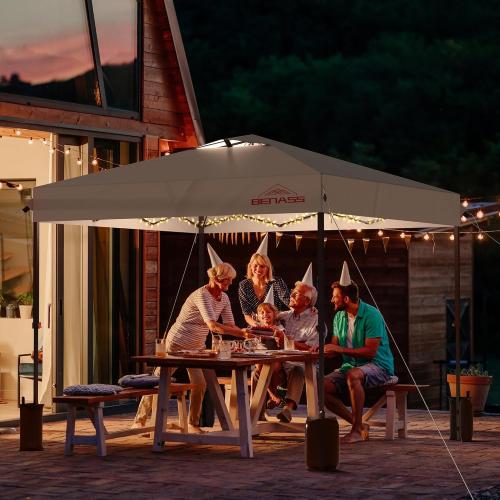 10x10 Pop Up Canopy with Sidewalls, Easy Up Canopy Tent, Heavy Duty Tents for Parties, One Person Set Up Event Tent, White