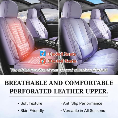Color Purple Car Seat Covers Full Set, Seat Covers for Cars, Car Seat Covers Front Seats and Back Car Seat Protector Waterproof, Leather Car Seat Cushion Universal Fit for Most Cars Purple