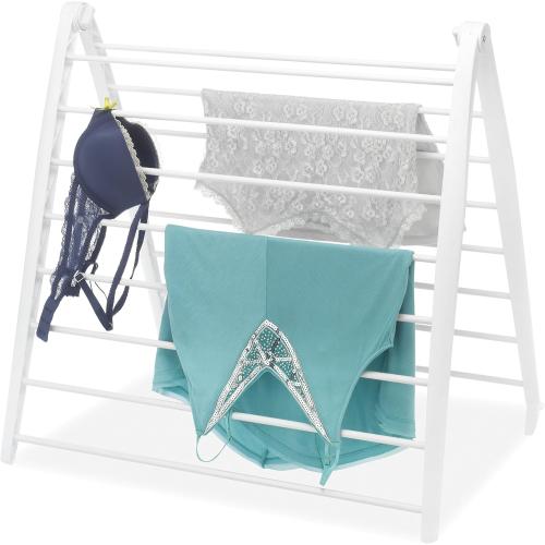 White Whitmor Spacemaker Folding Drying Rack, Freestanding Indoor Clothes Dryer, Space Saving Compact Design, 6L x 26W x 51.5H, White