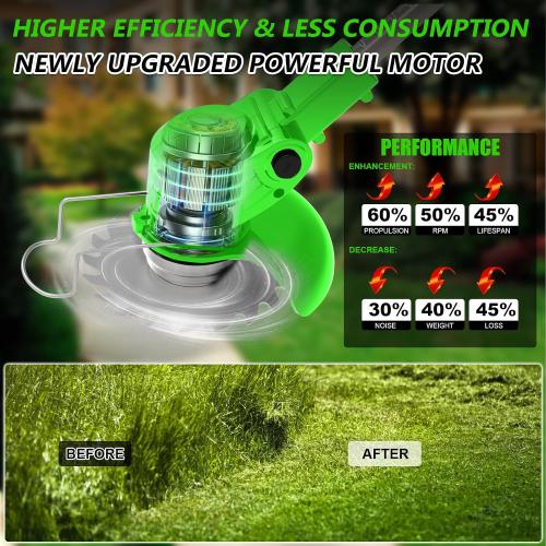 Cordless Weed Wacker Electric Battery Powered 21V Lightweight Electric Weed Trimmer with 2 Battery Operated Leaf Blower Weed Storage Bag Grass Trimmer/Edger Lawn Tool/Brush Cutter for Garden Yard